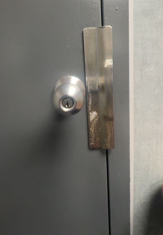 Door knob before rekeying, Charlotte NC